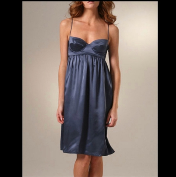 EUC VINTAGE RARE Ingwa Melero 100% corset empire waist Silk mini dress sz L - Picture 2 of 15